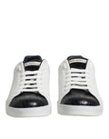 White Black Leather Portofino Sneaker Shoes