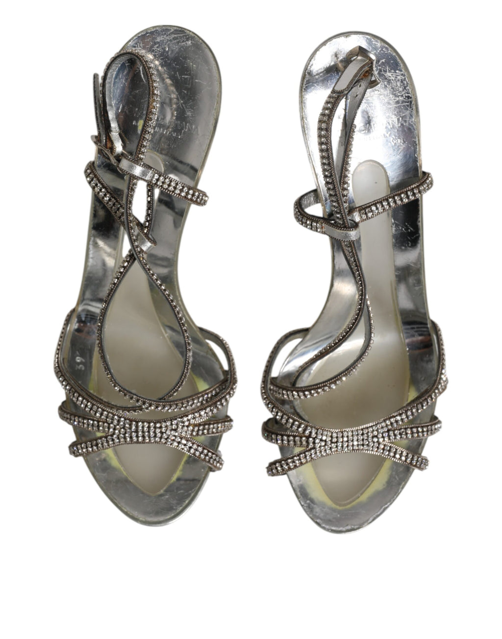 Silver Strass Ankle Strap Heels Sandals Shoes