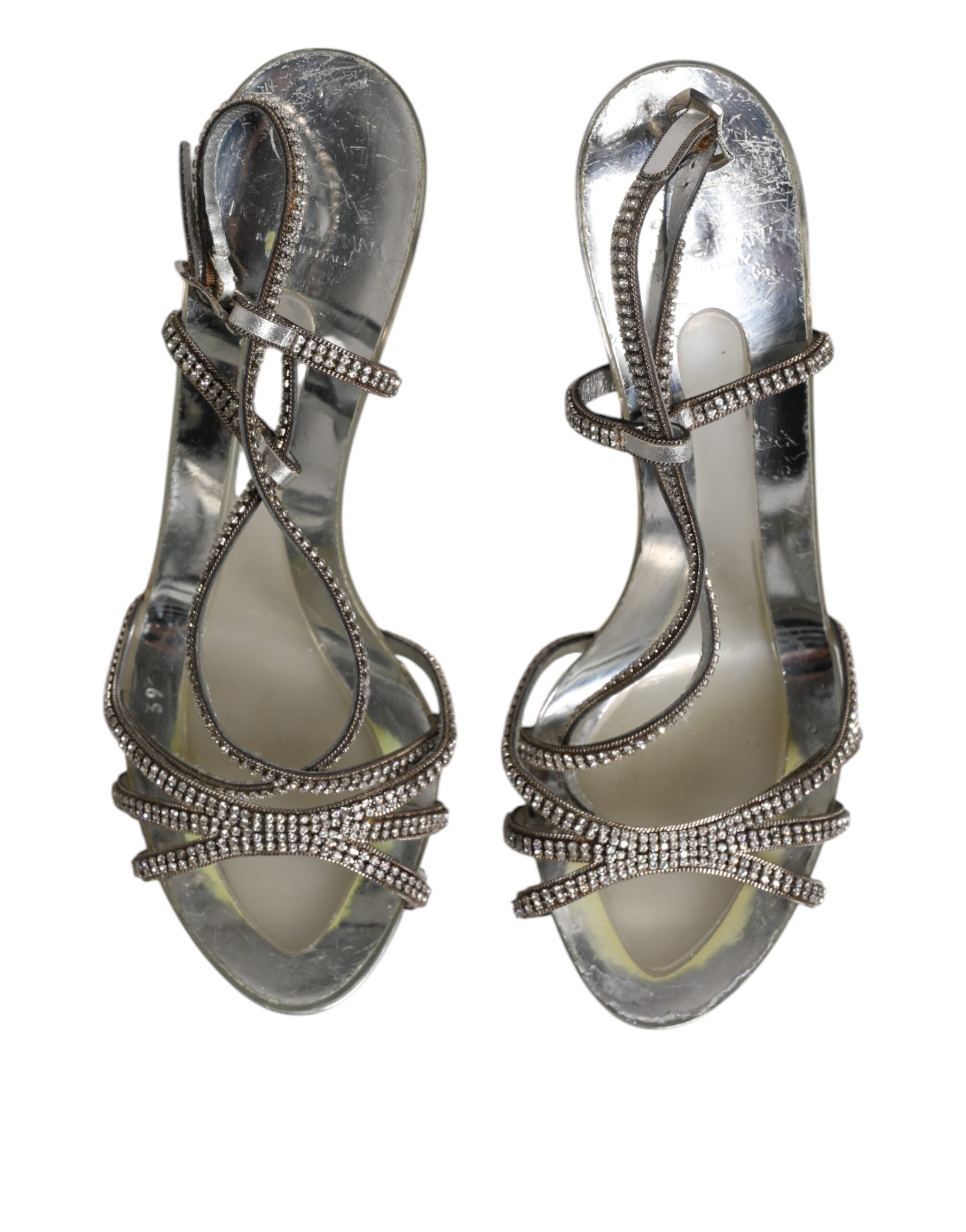 Silver Strass Ankle Strap Heels Sandals Shoes