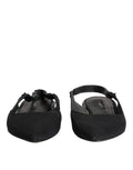 Black Crystal Charmeuse Slingback Shoes