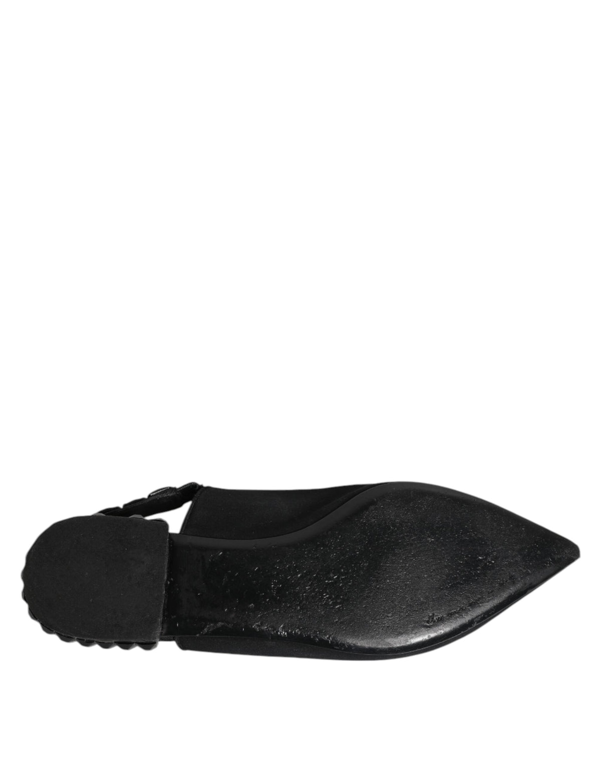 Dolce & Gabbana Black Crystal Charmeuse Slingback Shoes