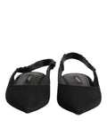 Black Crystal Charmeuse Slingback Shoes