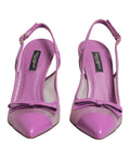 Purple Leather Mesh High Heels Slingback Shoes