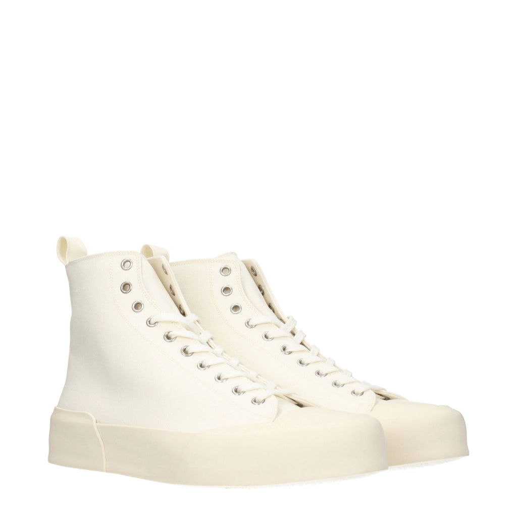 Beige Fabric High Top Sneakers
