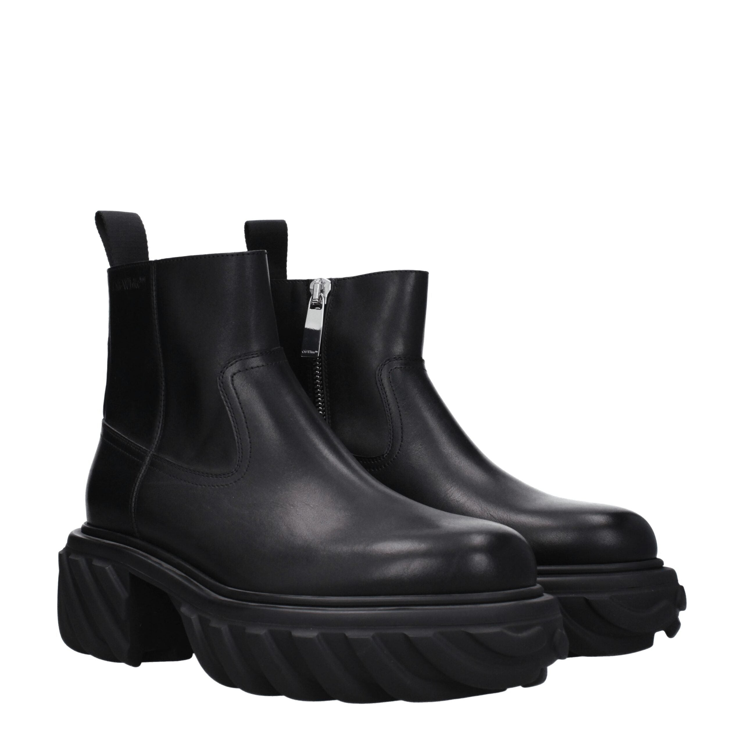 Black Leather Ankle Boots