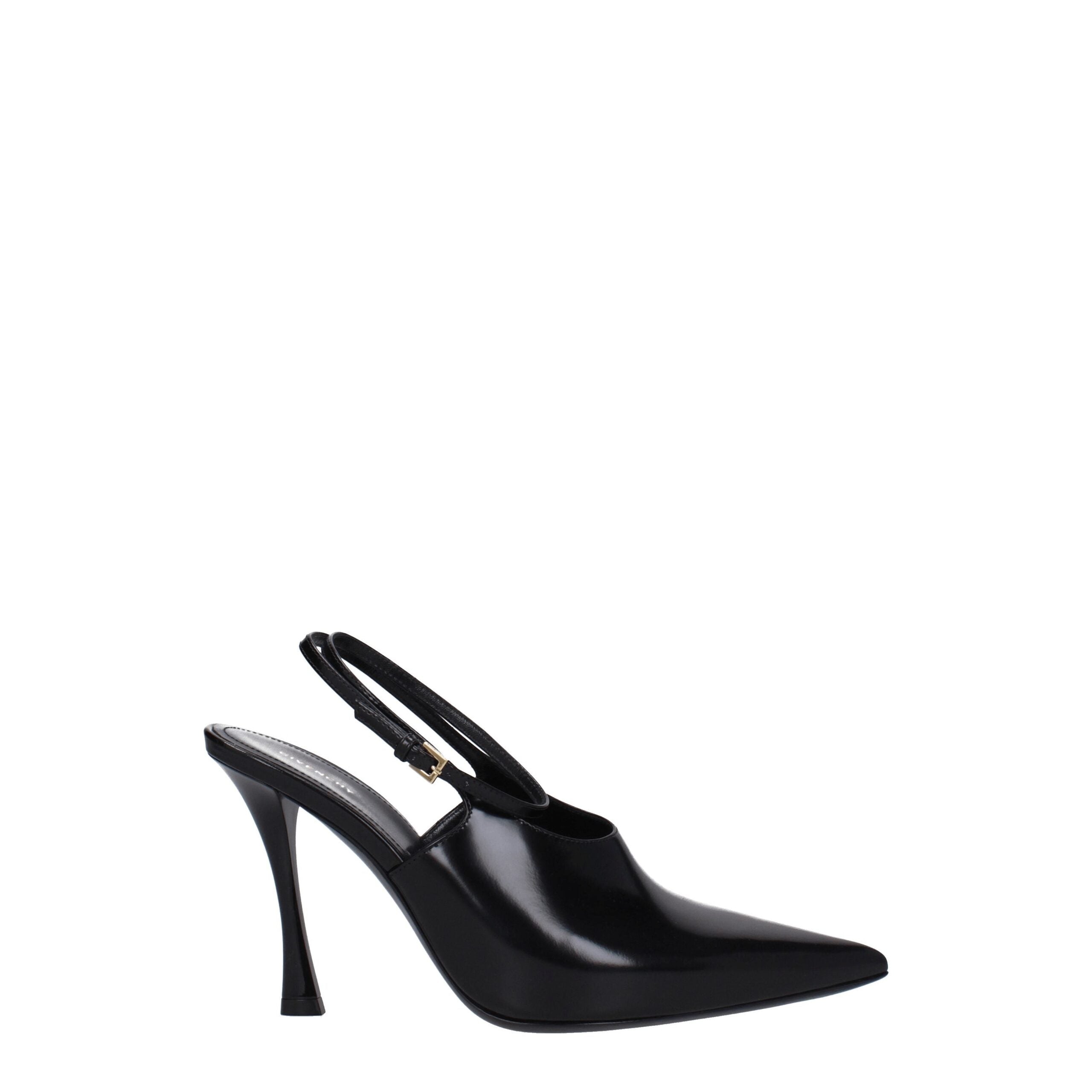 Black Leather High Heel Pumps