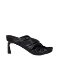 Black Leather Stiletto Heel Sandals