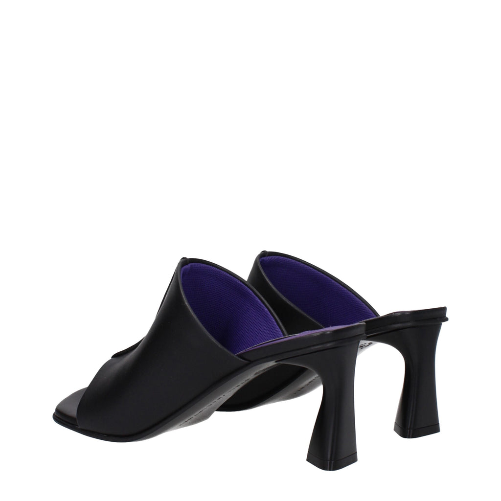 Black Leather Stiletto Heel Sandals