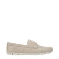 Gray Leather Slip-On Loafers