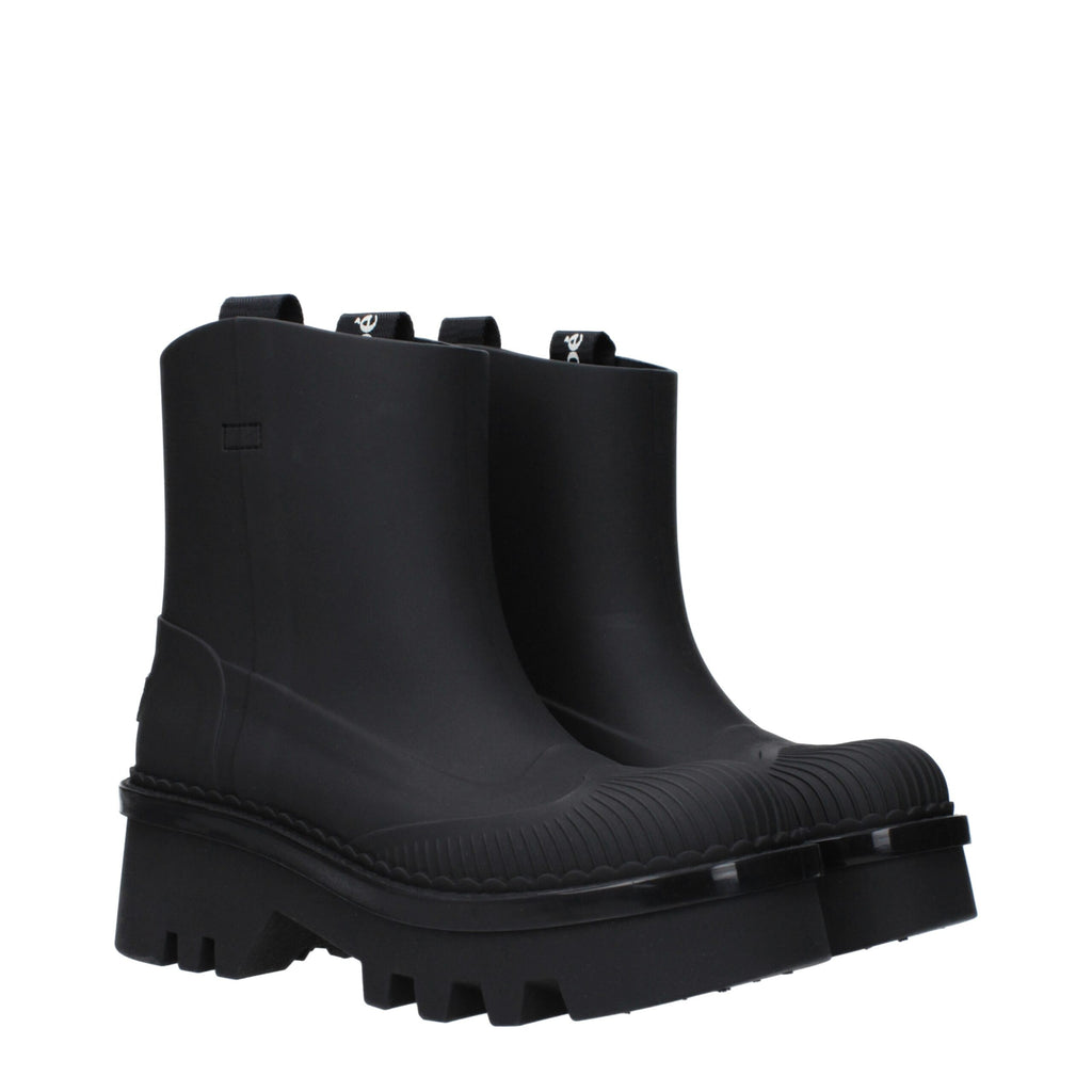 Black Cotton Ankle Boots