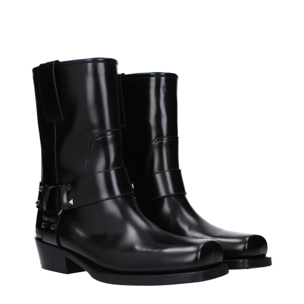 Black Leather Ankle Boots