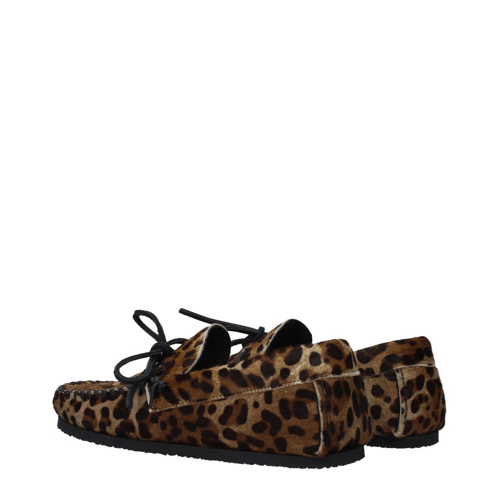 Brown Horsehair Slip-On Loafers