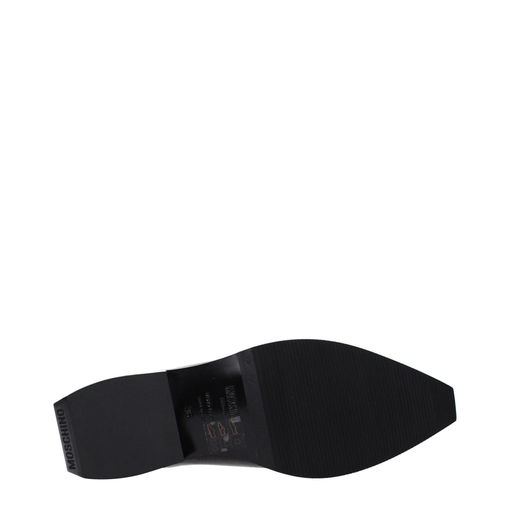 Black Leather Mules