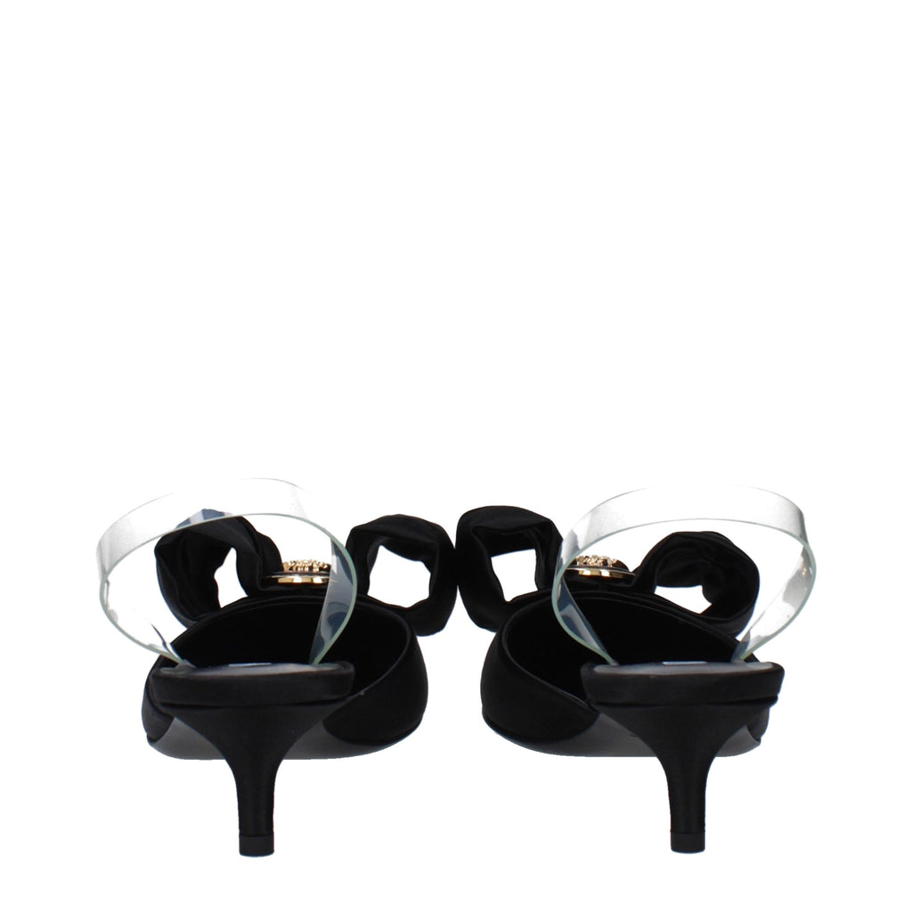 Black Satin Flat Sandals