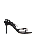 Black Satin Stiletto Heel Sandals