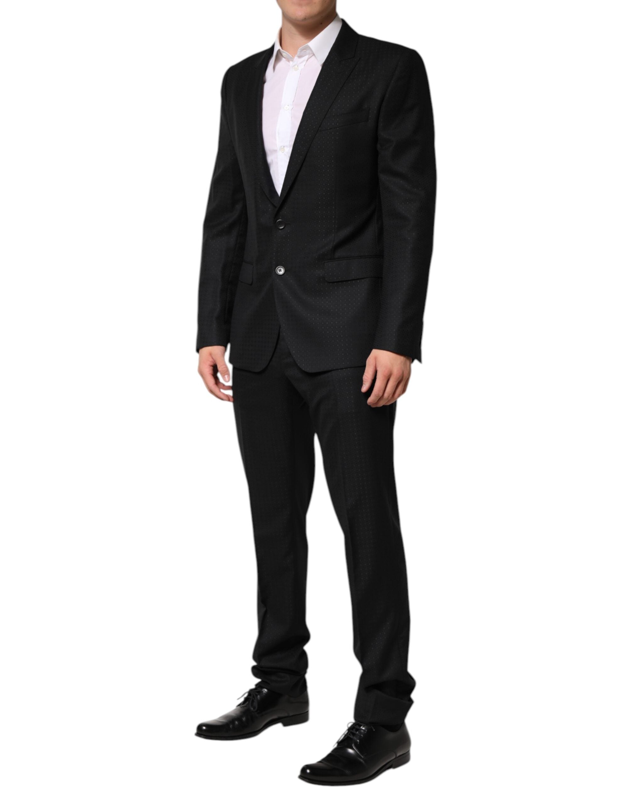 Dark Gray Jacquard Single Breasted 2 Piece Suit