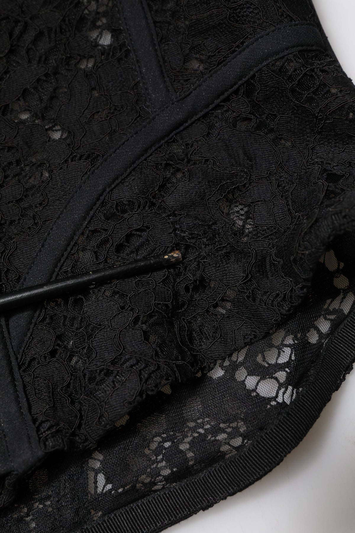 Dolce & Gabbana Black Strapless Floral Lace Bustier Cropped Top