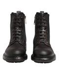 Dolce & Gabbana Dark Brown Leather Lace Up Mid Calf Boots Shoes