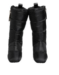 Black Padded Mid Calf Logo Heel Boots Shoes