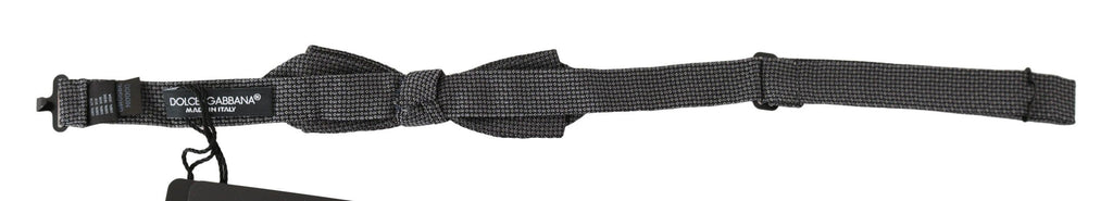 Dolce & Gabbana Gray Patterned Silk Adjustable Neck Bow Tie Papillon