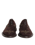 Brown Velvet Lace Up Oxford Dress Shoes