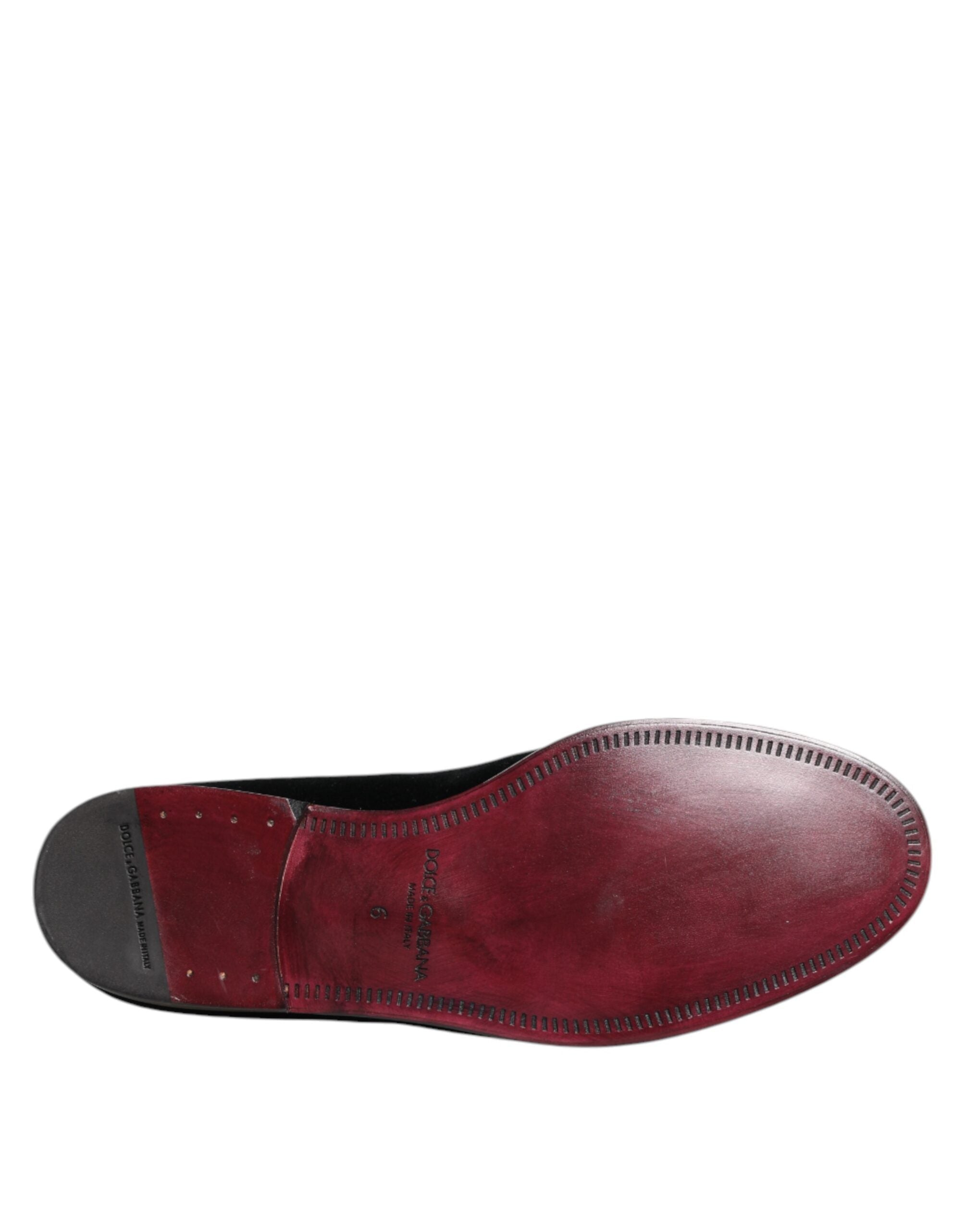 Dolce & Gabbana Black Velvet Loafers Formal Men Dress Shoes