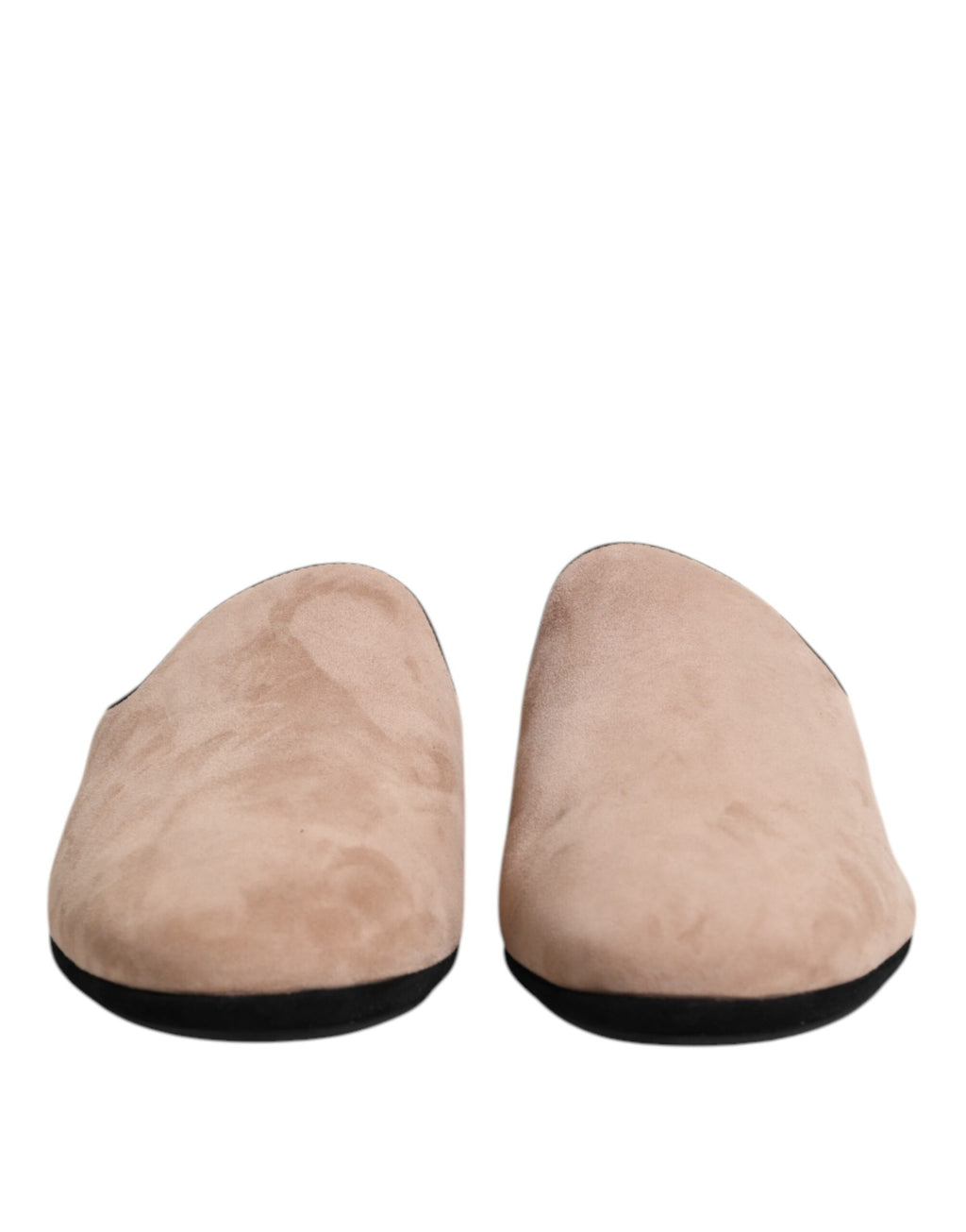 Beige Suede Leather Slides Flat Slipper Shoes