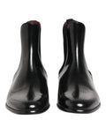 Black Chelsea Slip On Mid Calf Boots Shoes
