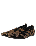 Black Floral Embroidery Men Loafers Shoes
