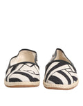 Black White Stripes Flat Espadrille Shoes