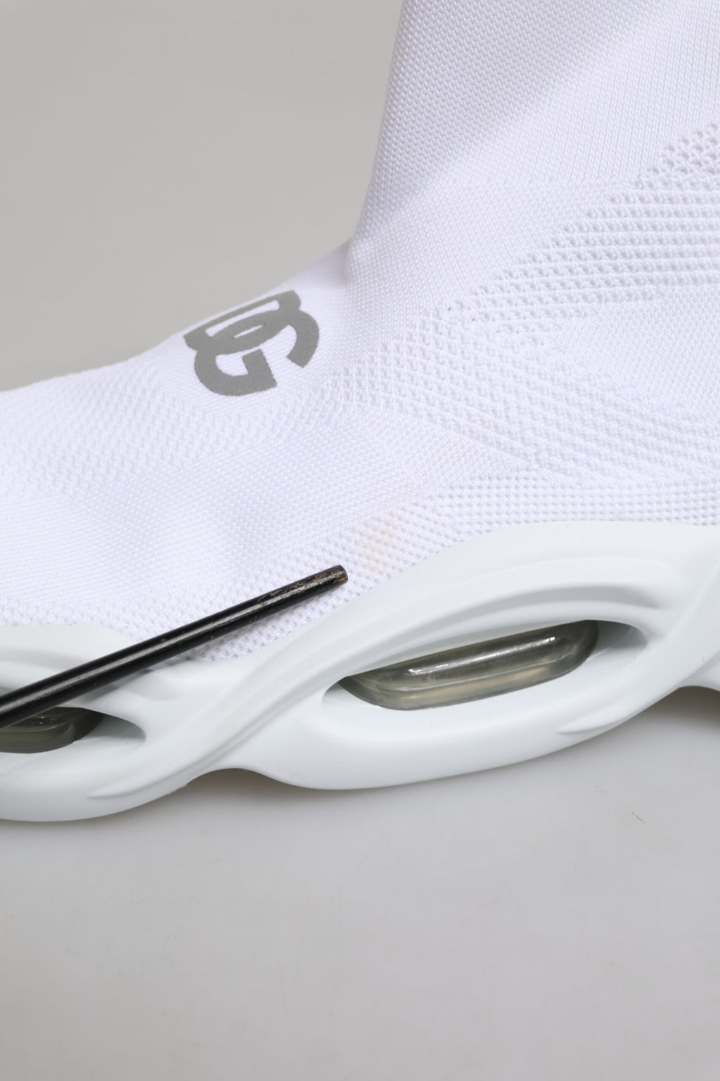 White Silver Slip On Wave Socks Sneakers Shoes