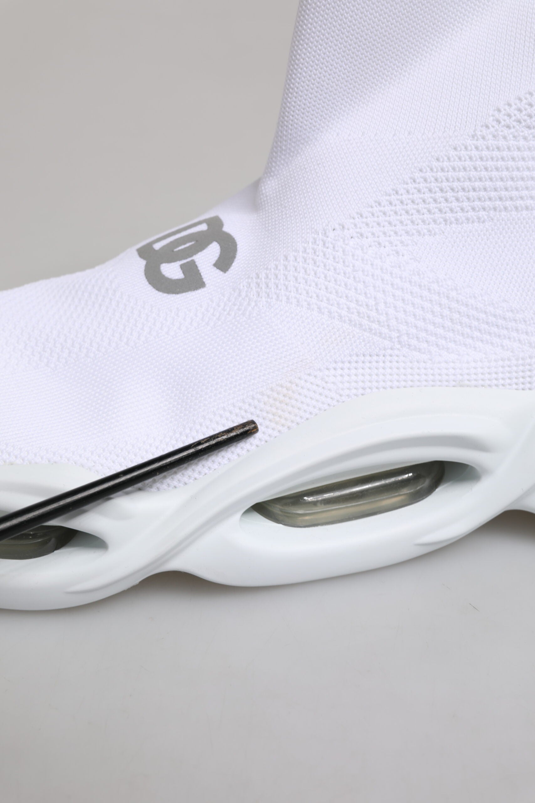 White Silver Slip On Wave Socks Sneakers Shoes