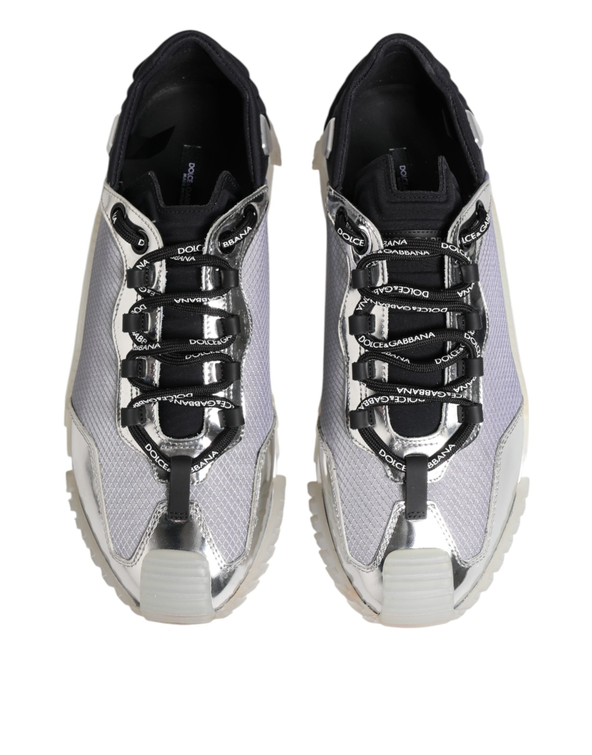Silver Black Nylon NS1 Low Top Sneakers Shoes