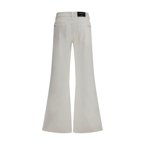 Beige Cotton Flared Jeans