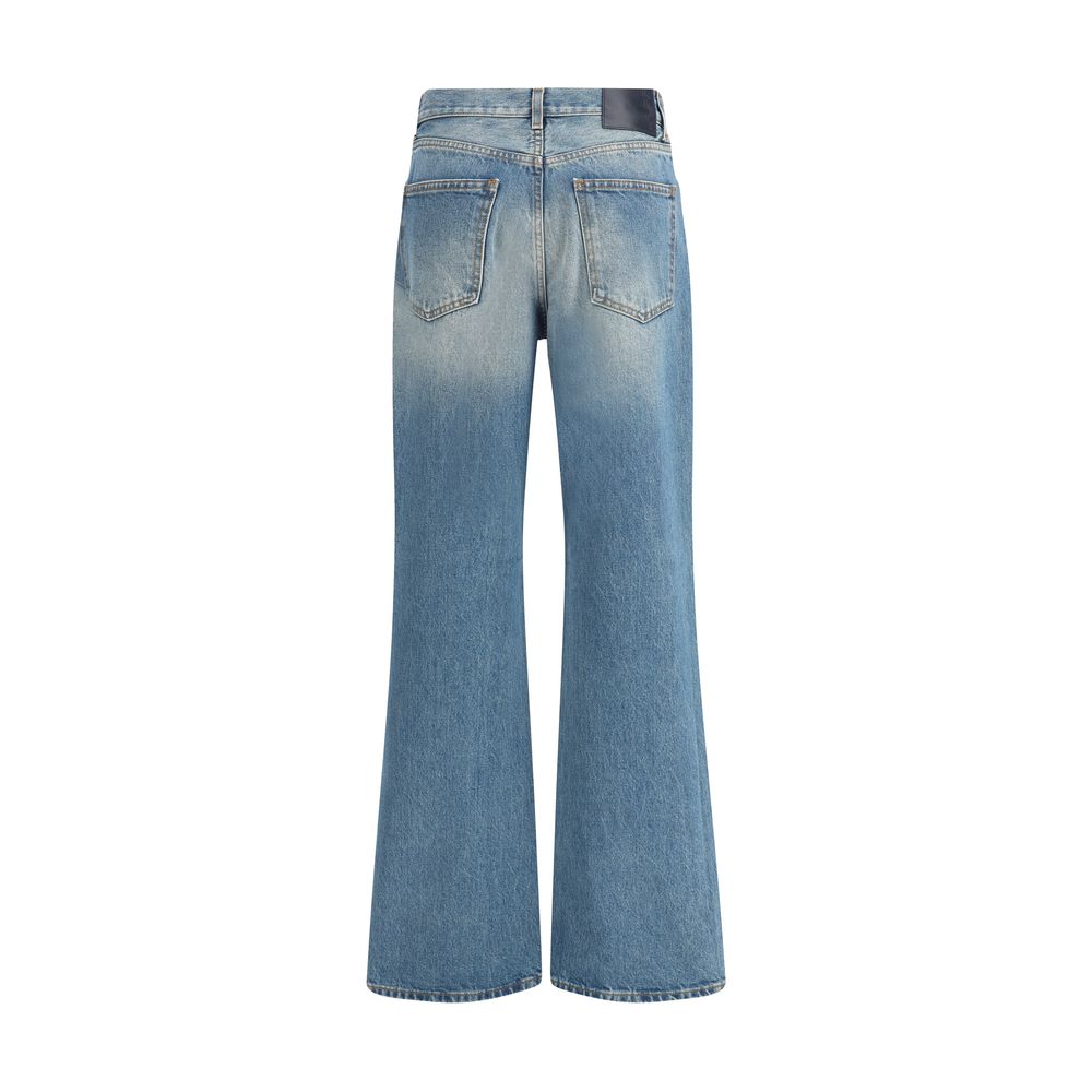 Blue Cotton Flared Jeans