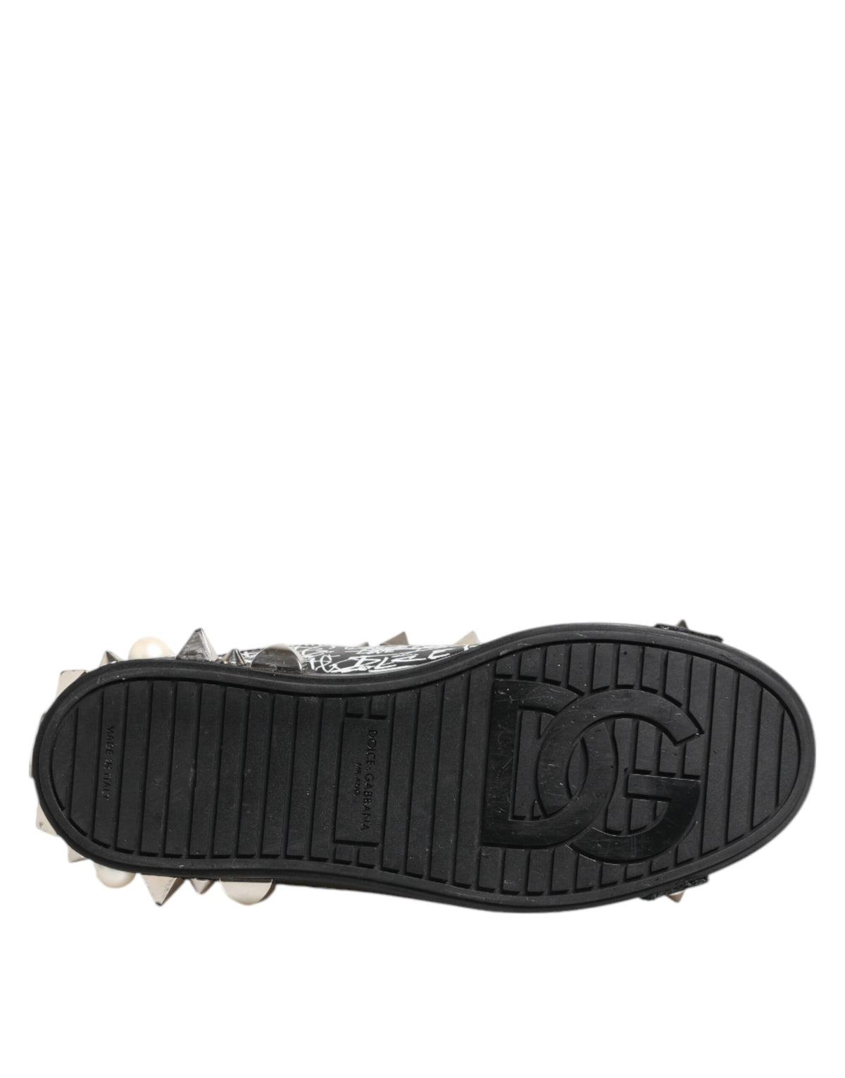 Dolce & Gabbana Black Portofino Stud Embellished Sneakers Shoes