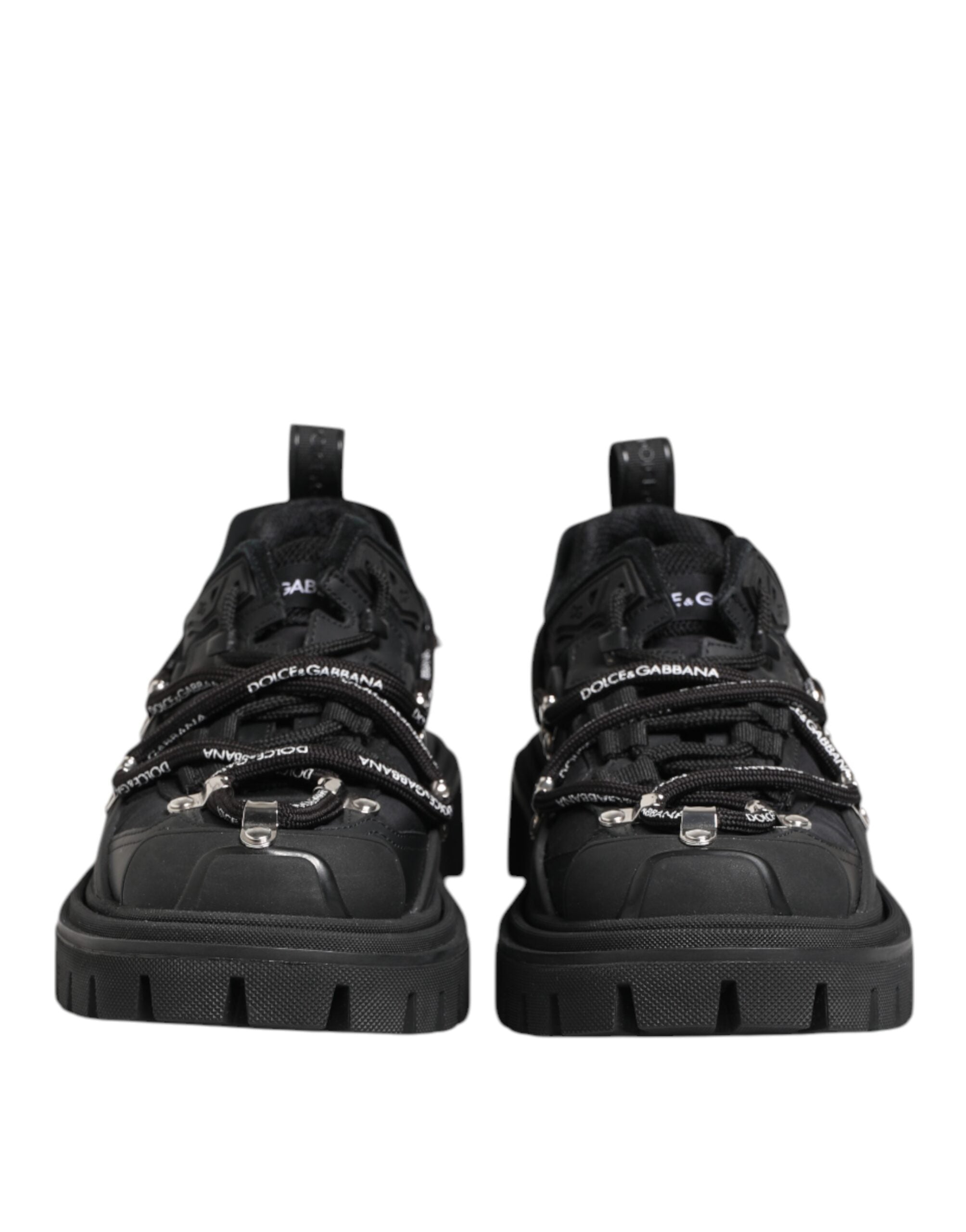 Black Low Top Lace Up Trekking Sneakers Shoes