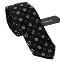 Dolce & Gabbana Dark Gray 100% Silk Floral Print Print Classic Tie