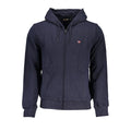 Blue Cotton Men Sweater with Hood