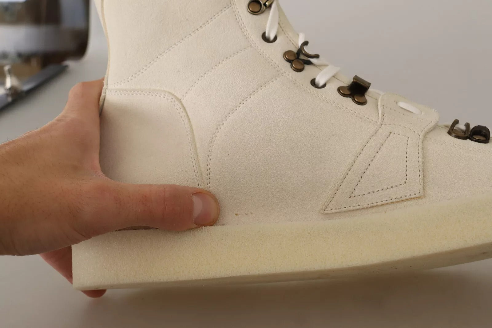 White Leather Lace Up Mens Boots
