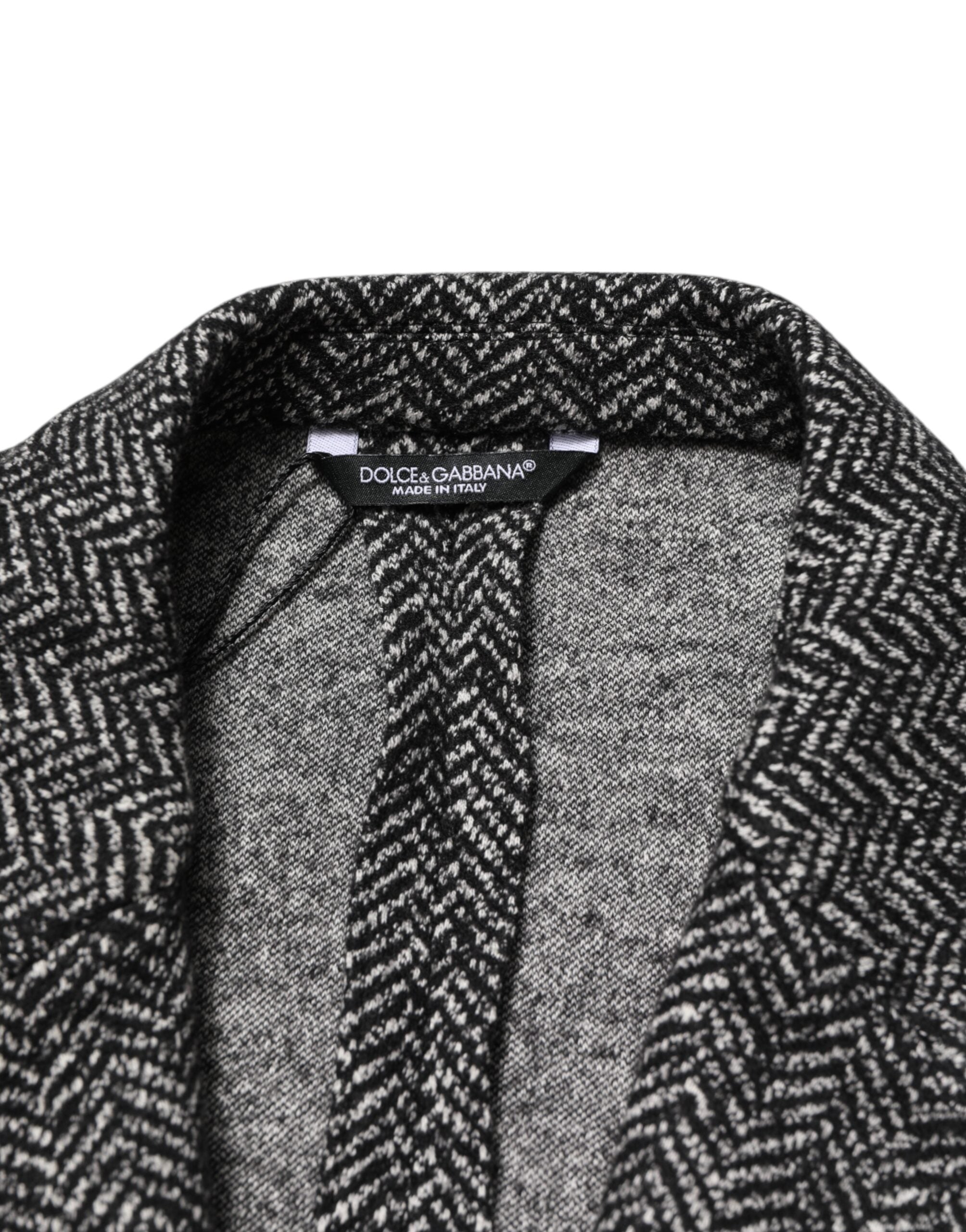Dark Gray White Double Breasted Men Suit Blazer