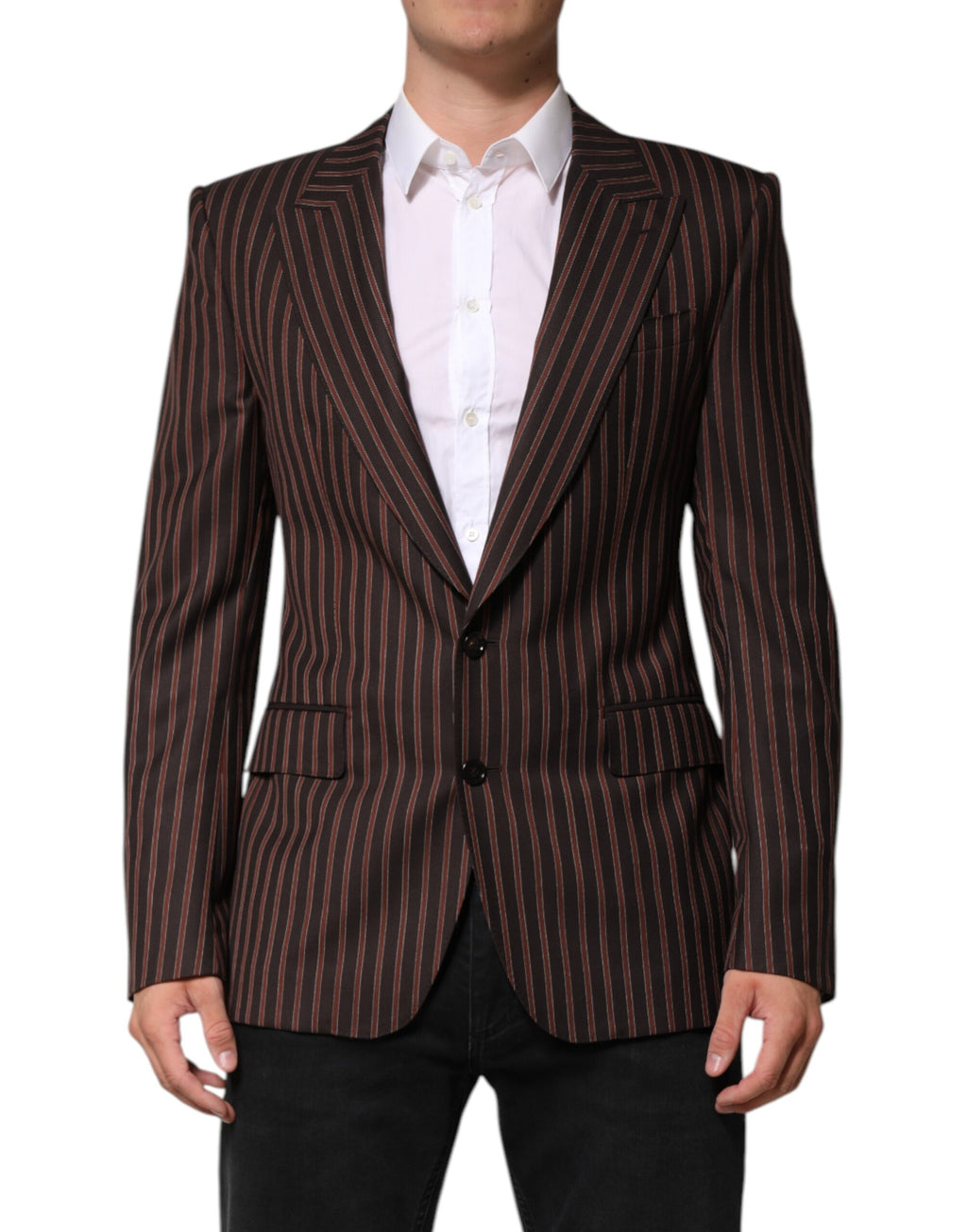 Dark Gray Stripe Single Breasted Blazer