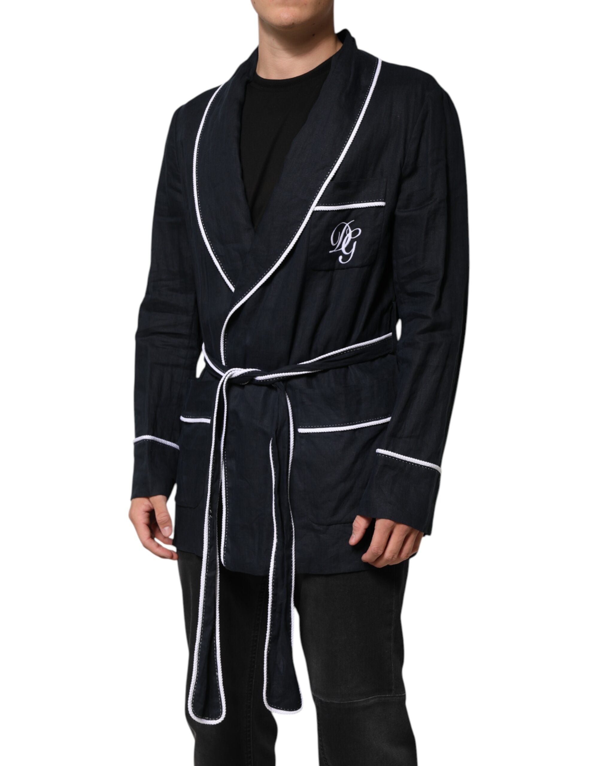 Dark Blue DG Embroidery Jacket Robe Blazer