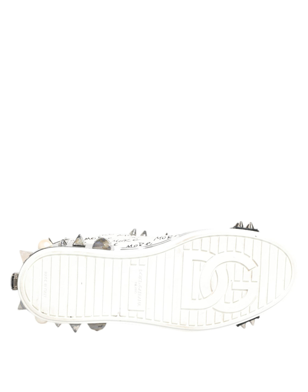 Dolce & Gabbana White Studded Printed Low Top Sneakers Shoes
