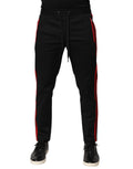 Red Stripe Cotton Logo Jogger Sweatpants Pants