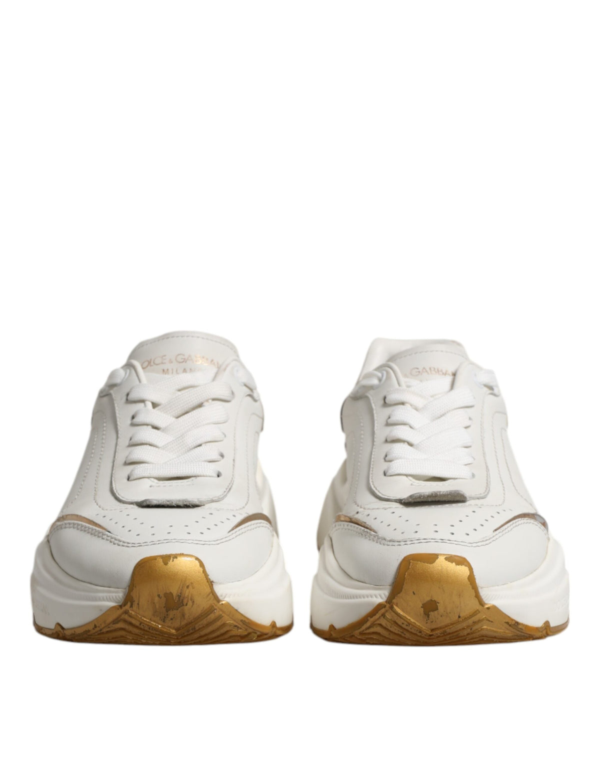 Dolce & Gabbana White Gold Daymaster Low Top Sneakers Shoes