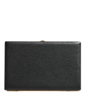 Dolce & Gabbana Black Leather Gold Frame Clutch Evening Party Purse Bag