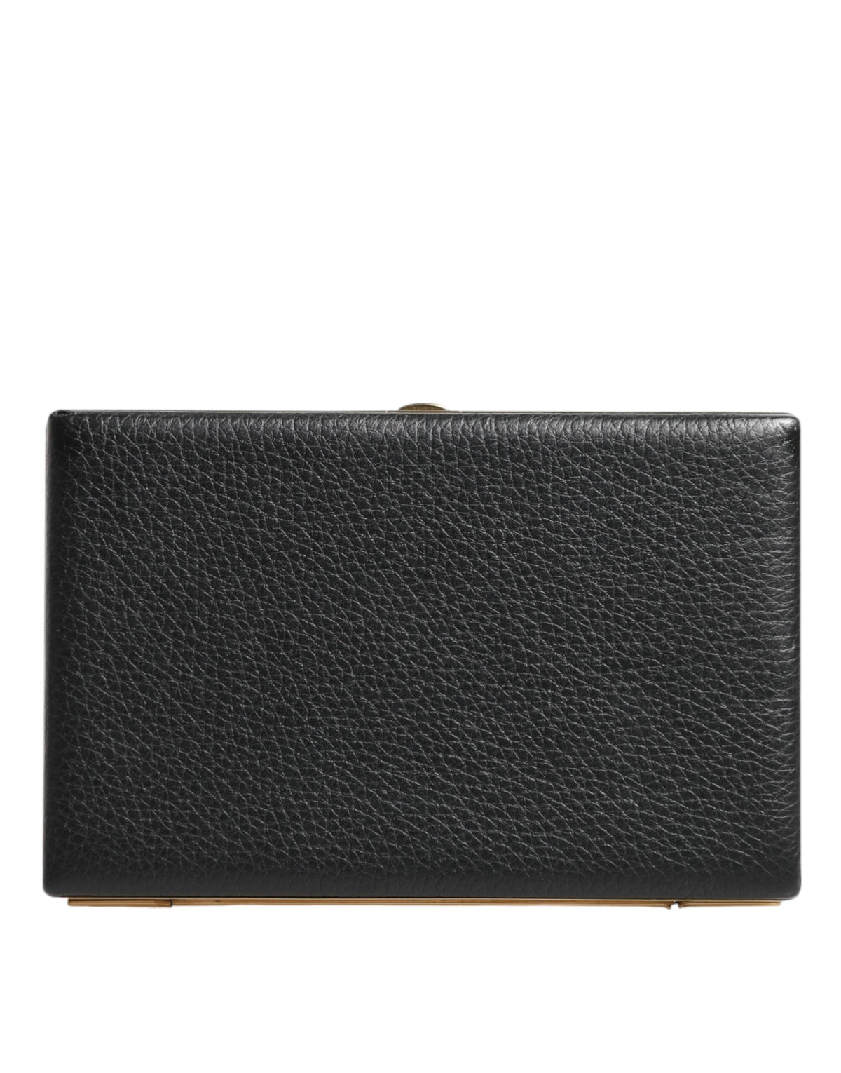 Dolce & Gabbana Black Leather Gold Frame Clutch Evening Party Purse Bag