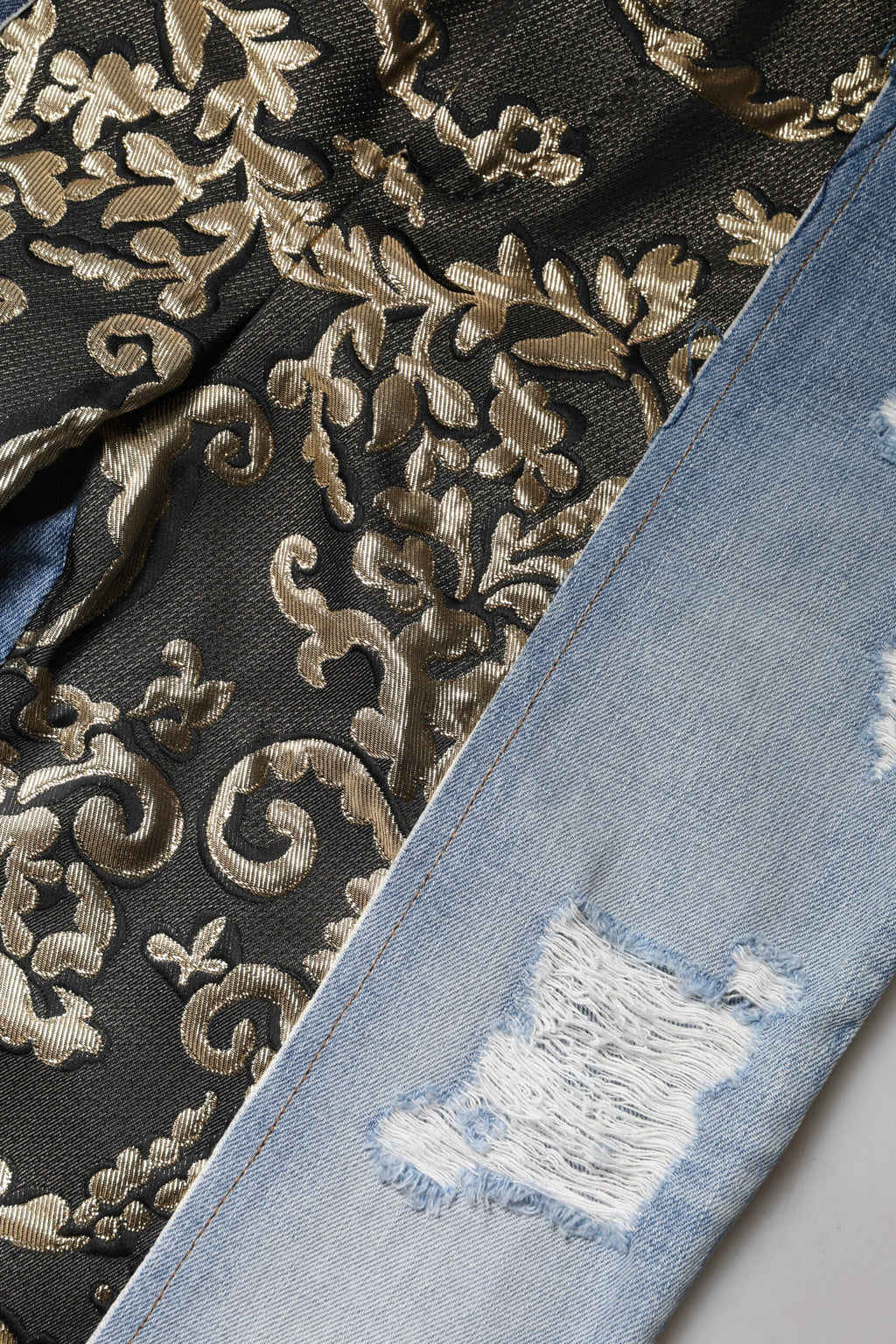 Dolce & Gabbana Multicolor Patchwork Tapered Denim Jeans