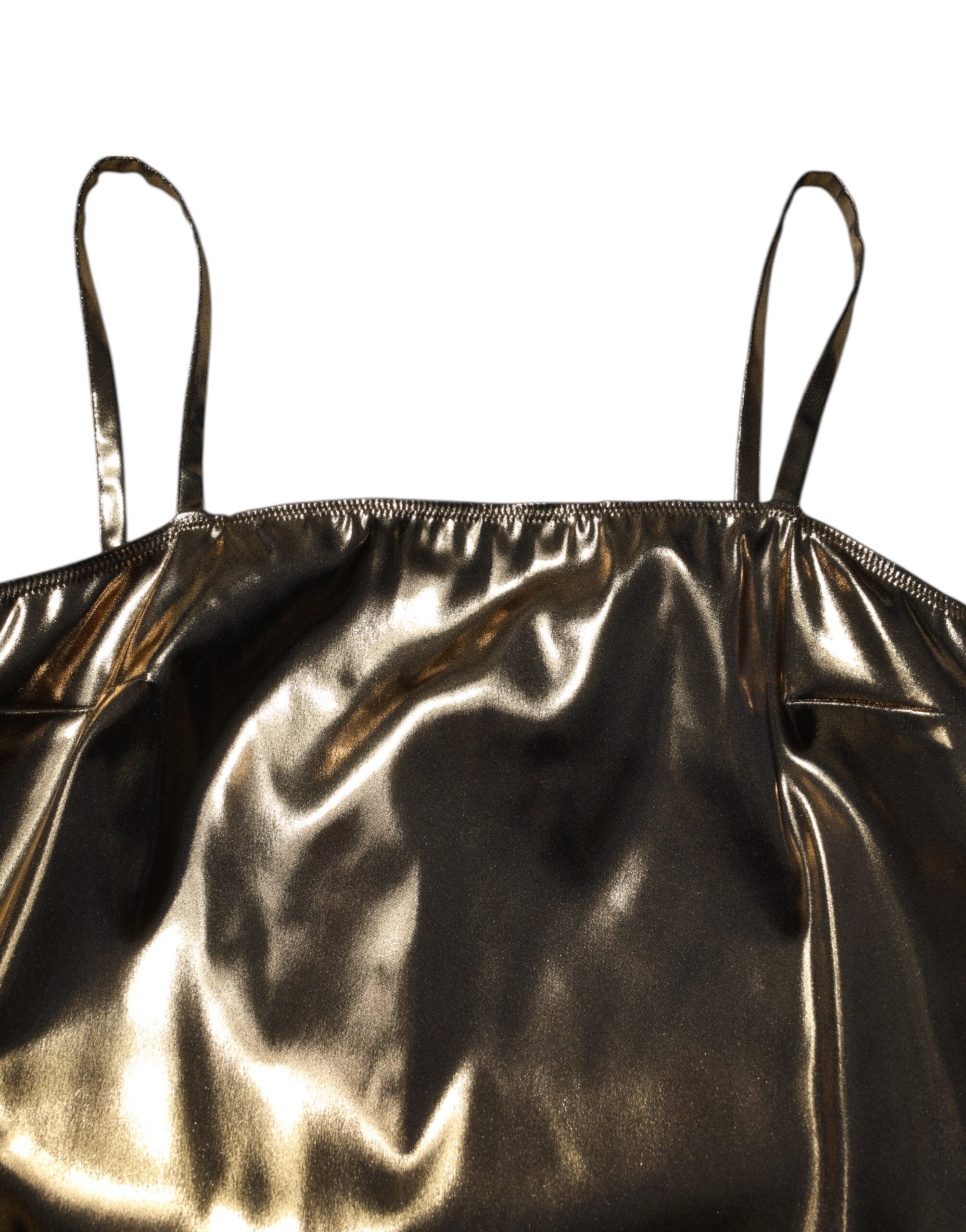 Dolce & Gabbana Metallic Gold Sleeveless A-line Mini Dress